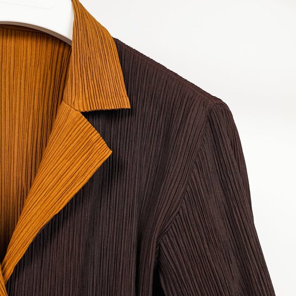 Issey Miyake Brown Pleated-Satin Blazer - Picture 4 of 10